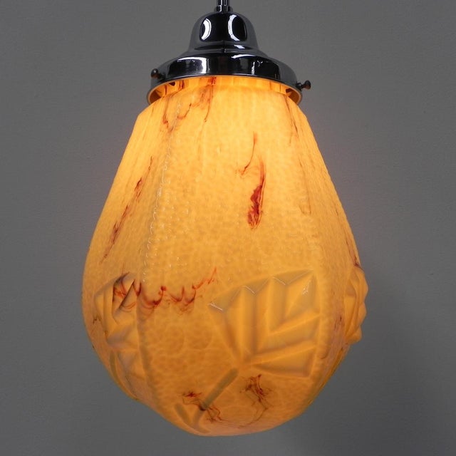 Art Deco Hanging Lamp with Marbled Hexagonal Shade, 1930s For Sale - Image 14 of 18