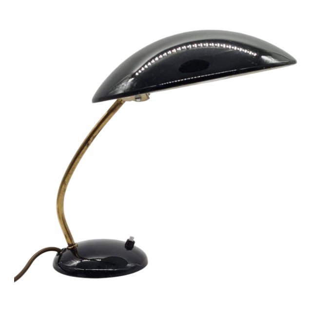 Model 6781 Table Lamp in Black Metal and Brass attributed to C. Dell for Kaiser Idell, Germany, 1950s For Sale