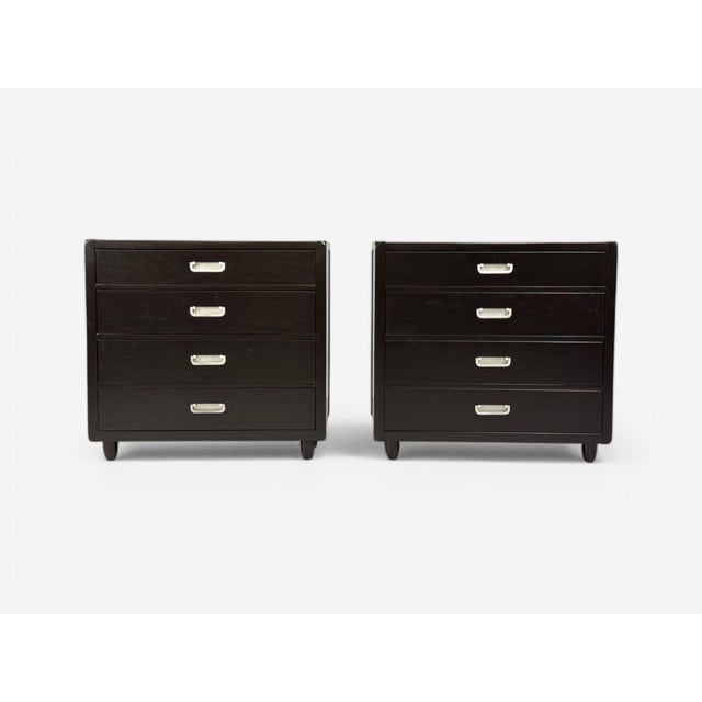 Wood American of Martinsville, Campaign Dressers, Ebonized Wood, Chrome, Usa, 1970s For Sale - Image 7 of 14