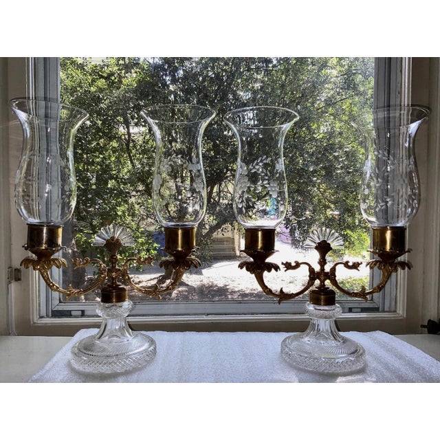 Pair of Restauration Bronze Ormolu & Cut Glass Candelabra c.1825-1840 Paris France For Sale - Image 11 of 12