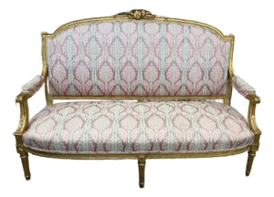 Mid 20th Century Vintage French Louis XVI Style Gilt Sofa Loveseat