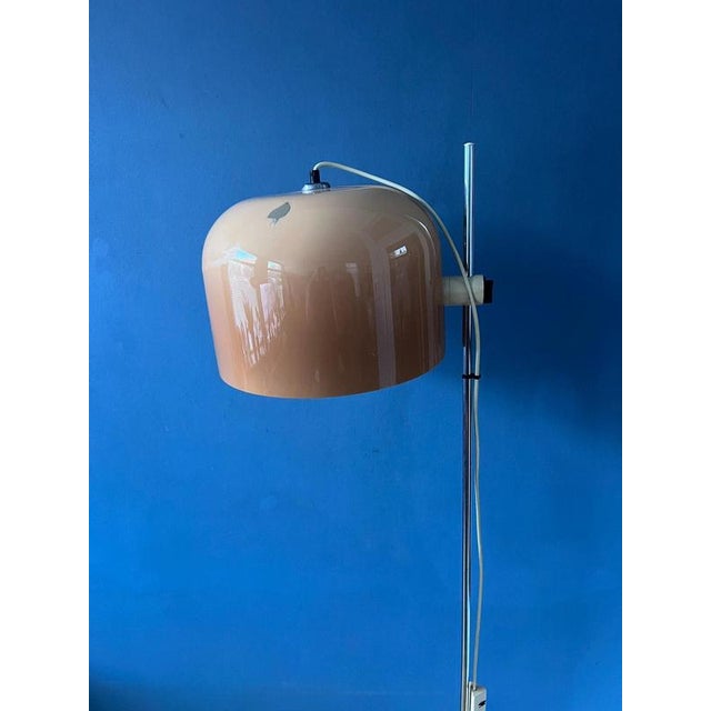 Space Age Floor Lamp with Chrome Base and Orange Shade from Guzzini For Sale - Image 10 of 13