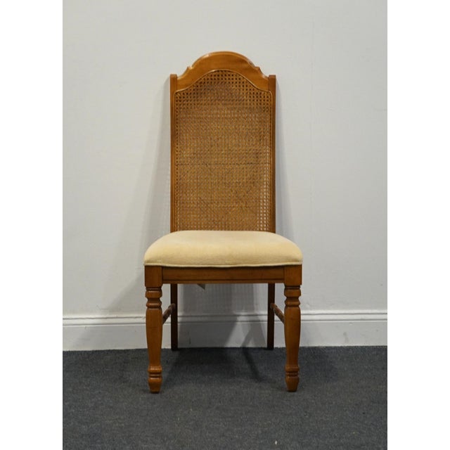 Singer Furniture Solid Pecan Italian Mediterranean Style Cane Back Dining Side Chair For Sale - Image 4 of 12