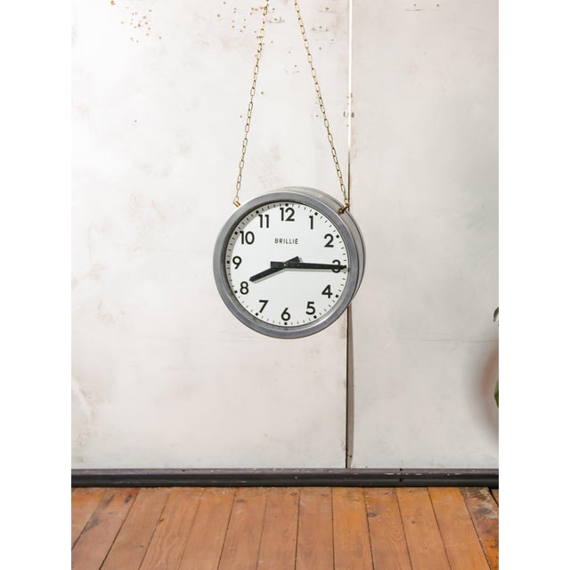 Industrial Vintage French Station Clock, 1950s For Sale - Image 3 of 11
