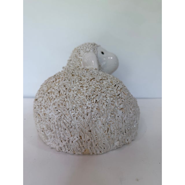 English English Staffordshire-Style Glazed Ceramic Recumbent Lamb Sculpture For Sale - Image 3 of 7