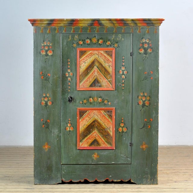 This characterful pine cabinet from the rural south of Germany, dated 1815, is a special piece with a romantic history: it...
