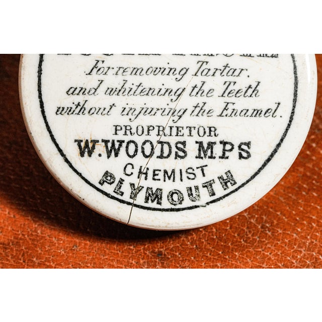 19th Century Wonderful Woods Areca Nut Antique Porcelain Lidded Pot Jar Advertising Toothpaste Bathroom Vanity Home Decor For Sale - Image 5 of 8