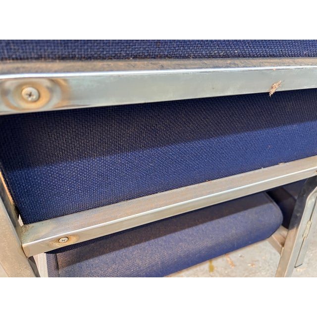 Mid-Century Vintage Chrome Three Seat Airport Bench For Sale - Image 14 of 14