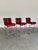 Set of 3 bar height Mid Century Modern tall Chrome and Burgundy Vinyl high back barstools, attributed to Cal-Style...