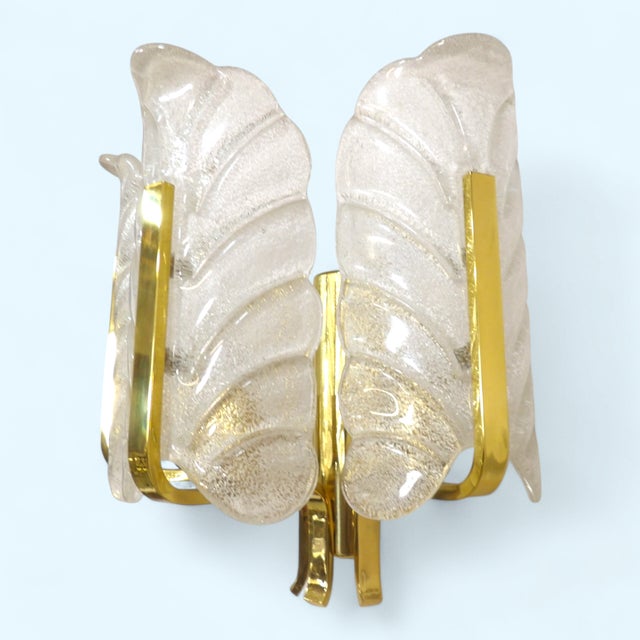 Murano Glass Leaf with Brass Wall Light by Carl Fagerlund for JBS For Sale - Image 6 of 10
