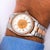 Silver 1990s Rolex Oyster Precision 34mm Two-Tone Rose Gold Steel Rare Dial Watch For Sale - Image 8 of 11
