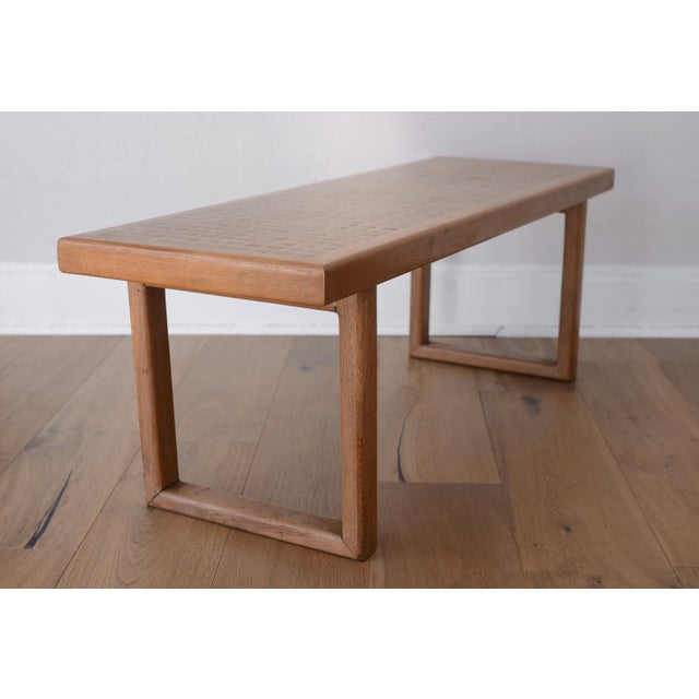 Mid Century Modern Square Pattern Inlay Wood Bench For Sale In San Francisco - Image 6 of 13