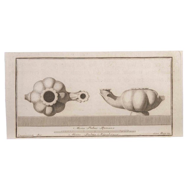 Giuseppe Aloja, Oil Lamp, Etching, 18th Century For Sale