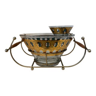 1960s Culver Mid Century Chip + Dip Bowl + Carrier - 3pcs For Sale