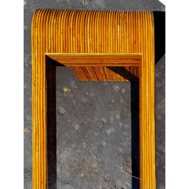 Gabriella Crespi Spilt Reed Waterfall Console Table With Smoked Glass Inset | Hollywood Regency and Mid Century Modern in the Style of Gabriela Crespi For Sale - Image 4 of 12