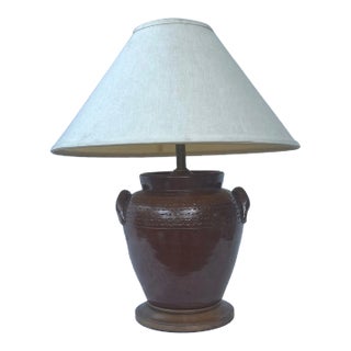 1970’s French Country Stoneware Jug Table Lamp For Sale