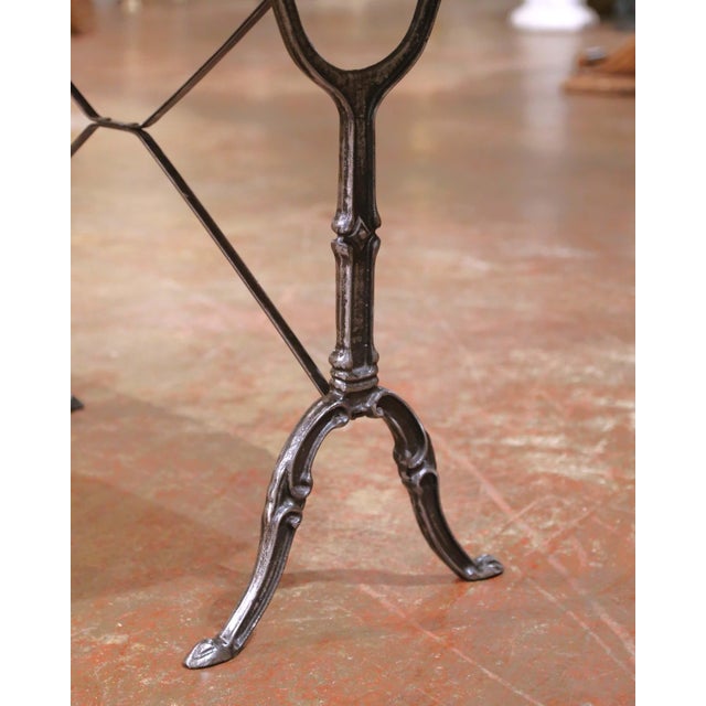 Early 20th Century French Oval Marble-Top Pastry Table With Polished Iron Base For Sale - Image 4 of 8