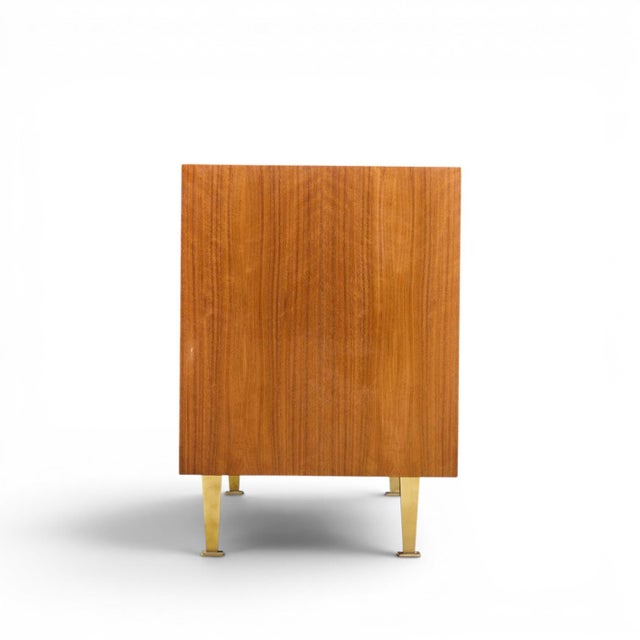 Singer & Sons Gio Ponti for Singer & Sons Model 2184 Mid Century Walnut, Cane and Brass Credenza For Sale - Image 4 of 11