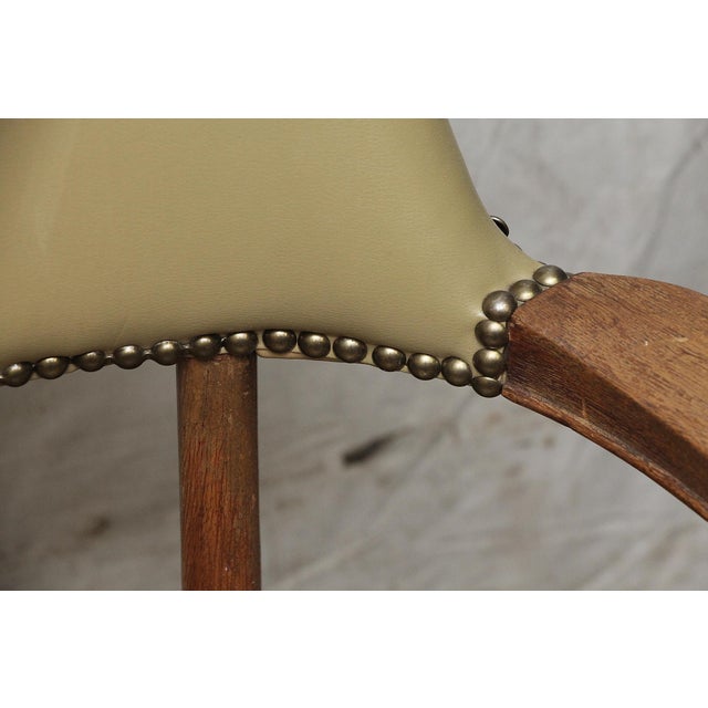Late 20th Century Studded Vinyl Tan Chair For Sale - Image 4 of 7