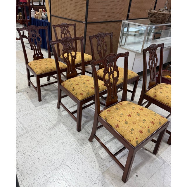 1960s Set of 6 Maitland Smith Hickory Chair Chippendale Mahogany Dining Chairs For Sale - Image 12 of 12