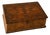 Antique Walnut Marquetry Jewelry Box With Key, Burl Wood Keepsake Box, Red Velvet Lined Locking Treasure Chest, Desk Box For Sale