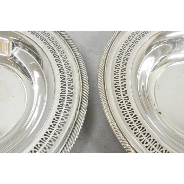 Victorian Vintage Wm Rogers 835 Silver Plated Round Collection Plate Serving Dish - A Pair For Sale - Image 3 of 13