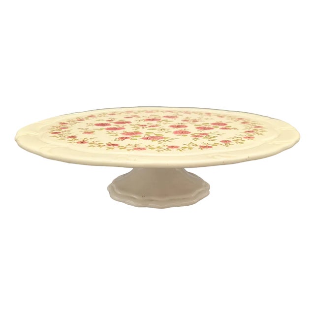 Ceramic Ceramic Cake Plate with Stand, 1920s For Sale