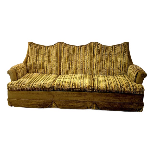 Vintage Mid-Century Modern Highback Spanish Revival Sofa 1970s For Sale