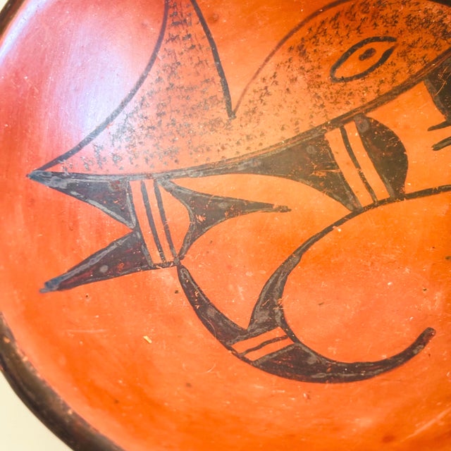 Red Vintage Hopi Pottery Red Earthenware Bowl by Vivian Muchvo For Sale - Image 8 of 10