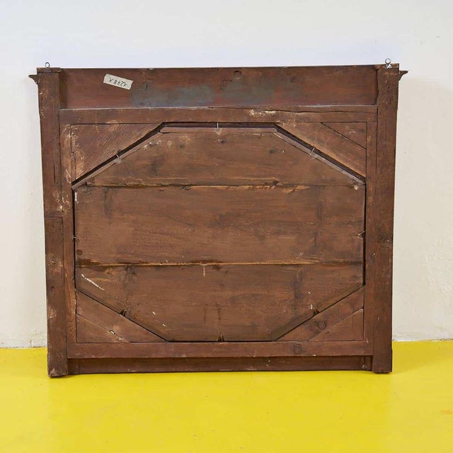 Brown Antique Octagonal Mirror in Inlaid Wood For Sale - Image 8 of 11