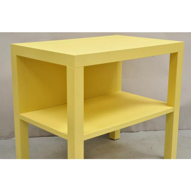 Modern Decca Yellow Grasscloth Raffia Wrapped Parsons Bedside End Table Nightstand For Sale - Image 3 of 12