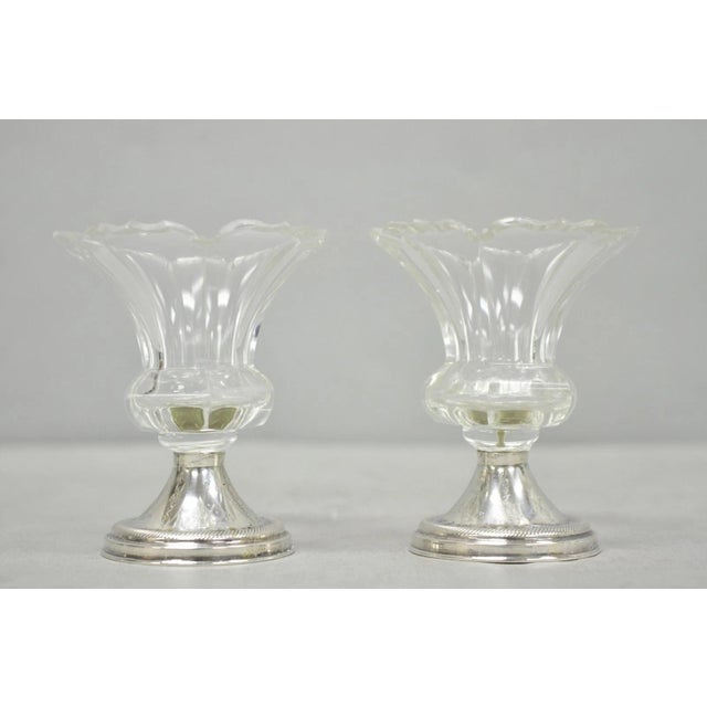 Silver Antique English Victorian Crystal Glass & Silver Sweetmeat Candy Nut Dish, Set 6 For Sale - Image 8 of 18