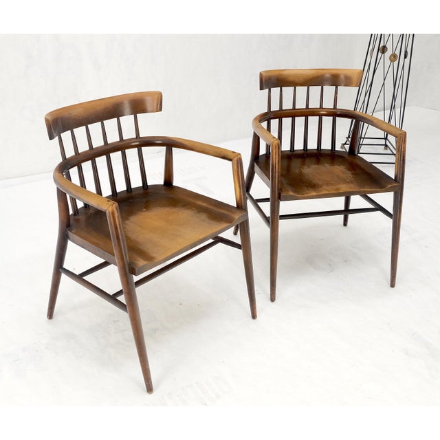 Mid-Century Modern Pair of Paul McCobb Solid Birch Round Back Barrel Shape Arm Chairs For Sale - Image 3 of 17