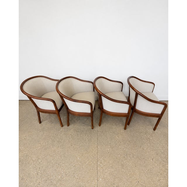 Modern Handsome Set of 4 Ethan Allen Jacob Barrel Chairs in Dove Gray For Sale - Image 3 of 9