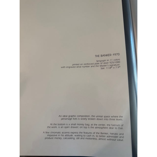 Salvador Dali Man's Profession the Banker .925 Silver Plate Custom Framed Tobo Arte For Sale - Image 10 of 10