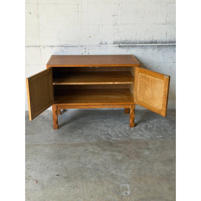 Henning Kjærnulf Oak Storage Cabinet With Black Handles Danish Mid-Century Modern 1960s For Sale - Image 4 of 12