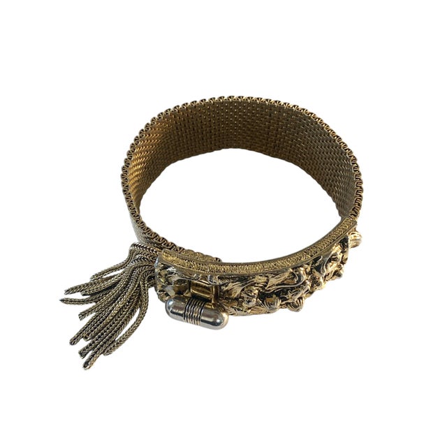 Vintage Goldstone Mesh Tassel Bracelet 8.25" For Sale In New York - Image 6 of 11