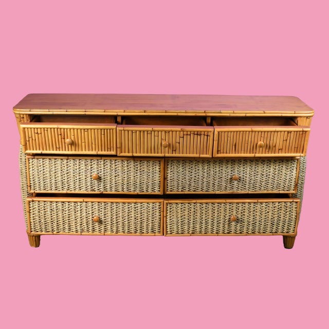 Linen Late 20th Century Jute and Split Rattan Dresser For Sale - Image 8 of 8