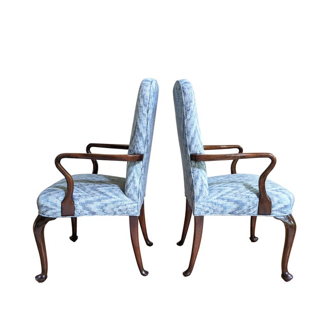 Queen Anne Style Open Armchairs a Pair Chairish