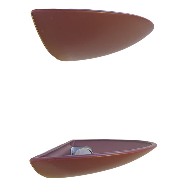 Vintage Danish Ceramic Up-Light Wall Sconces in Plum Magenta Glaze, Set of 2, 1980s, Set of 2 For Sale
