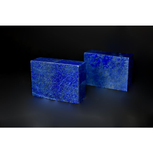 Gemstone Pair of Natural Lapis Boxes With Gold Dust For Sale - Image 7 of 10