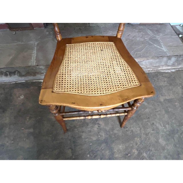 English Set of 4 Antique Edwardian Regency Style Faux Bamboo Cane Seat Dining Chairs, 19th Century For Sale - Image 3 of 10