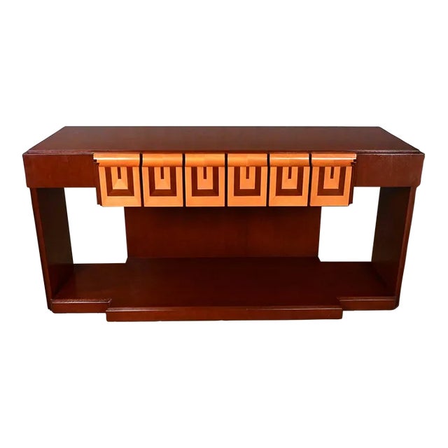 Late 20th Century Art Deco Revival Custom Designed Two Toned Mahogany Credenza For Sale