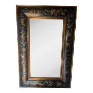 Black Chinoiserie Frame, Birds, Tiger, Floral