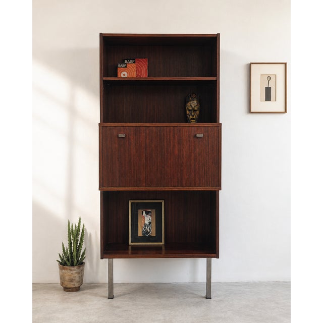 Metal Vintage Rosewood Wall Unit with Bar and Secretary, 1960s For Sale - Image 7 of 11