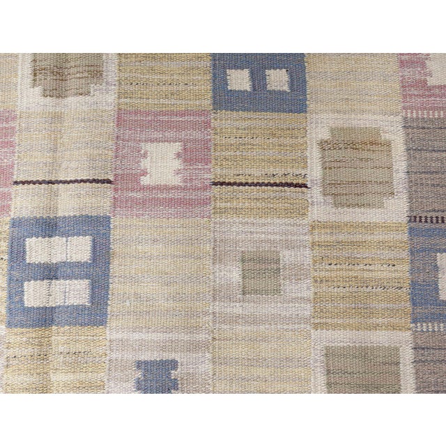 Mid-Century Modern Doris Leslie Blau Vintage Swedish Flat Woven Rug For Sale - Image 3 of 7