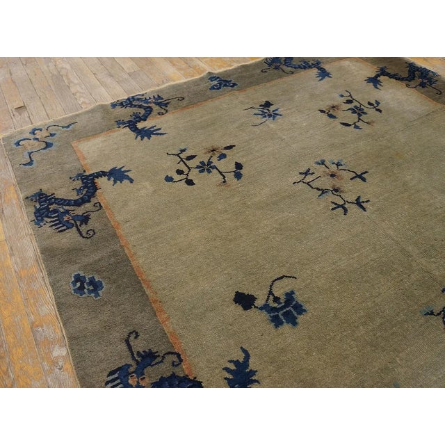 1920s Camel Dragon Floral Antique Chinese Peking Carpet 5' X 7'8" Handknotted Wool Rug For Sale - Image 10 of 12