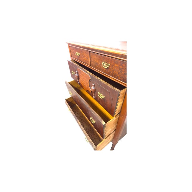 Vintage 5-Drawer Tallboy Dresser – Vintage Chest of Drawers With Dovetail Joinery and Casters. For Sale - Image 9 of 9