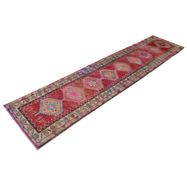 1980s Vintage Hand Knotted Tribal Kurdish Runner For Sale - Image 6 of 12