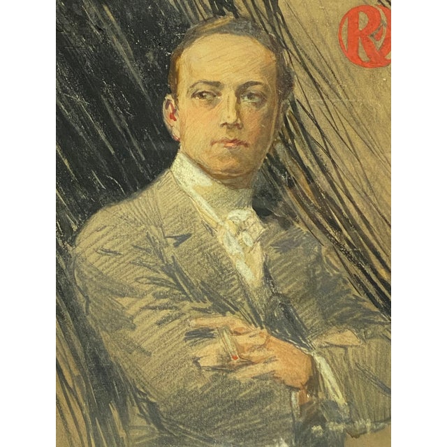 1920s Art Deco Period Illustration of a Man Smoking For Sale - Image 5 of 11